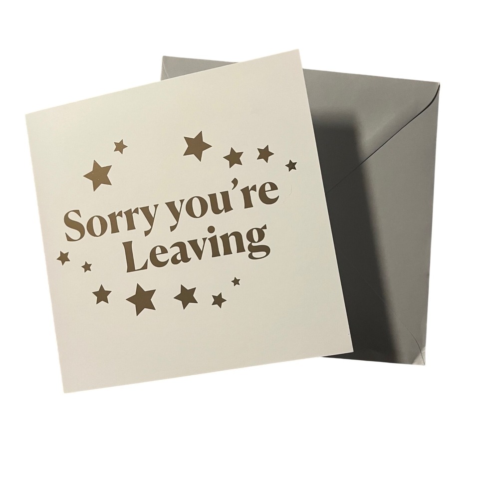 Old English Co. Sorry You're Leaving Card Gold Stars‎ Friendship Farewell Card